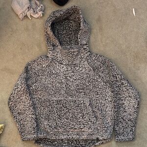 PINK Victoria's Secret Kids' Sherpa Hoodie - Black and Gray